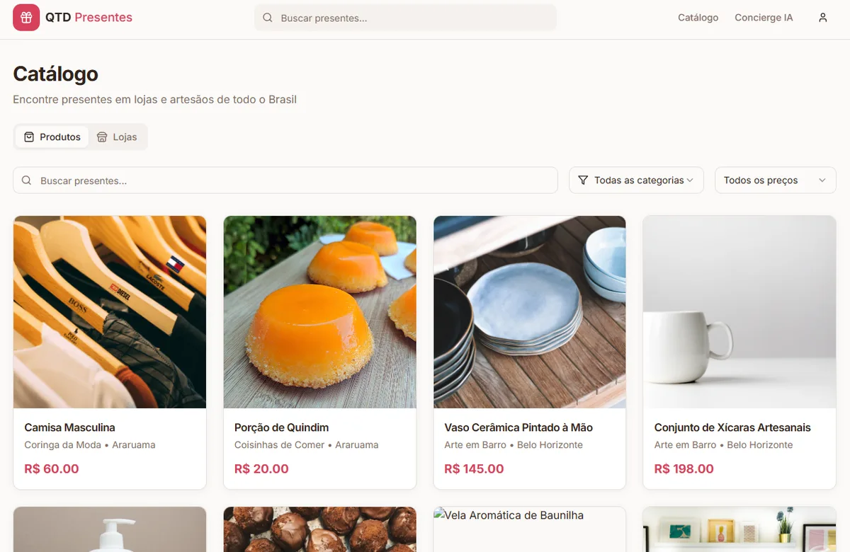 Catálogo de produtos online entregue pela ASV